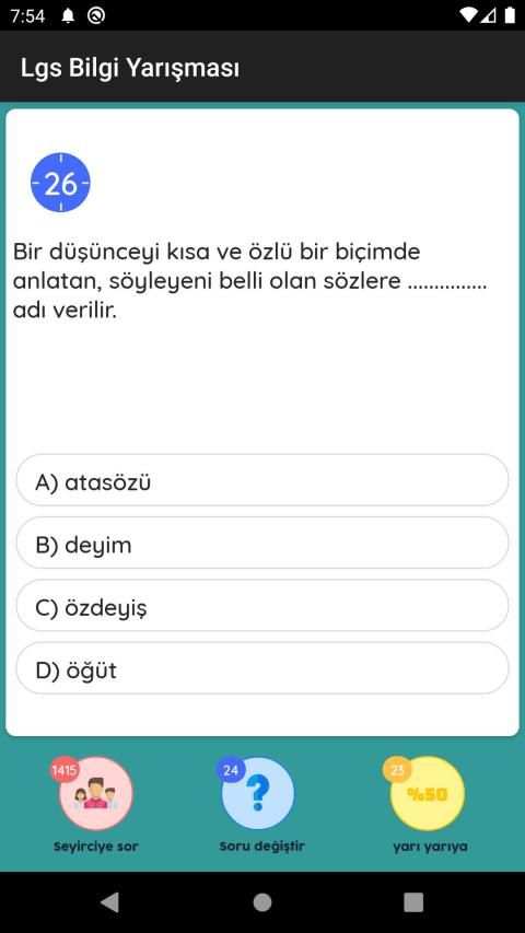 Lgs Tüm Dersler Bilgi Yarışması 8. Sınıf testleri screenshot 17