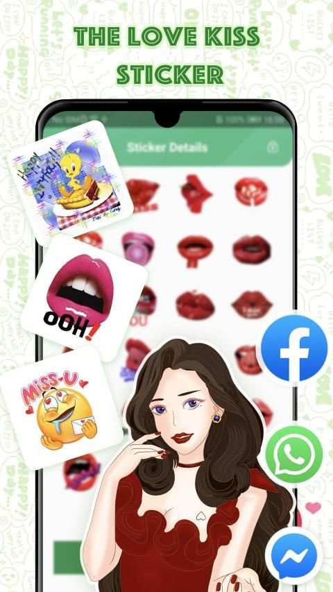 The Love Kiss Sticker स्क्रीनशॉट 2