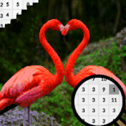 ikon Flamingo Bird Color By Number-Animal Pixel Art