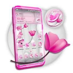 ikon White and Pink Flower Launcher Theme