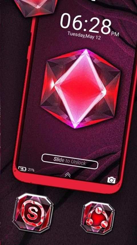 Red Diamond Launcher Theme screenshot 2
