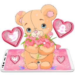 Teddy Bear Pink Launcher Theme आइकन