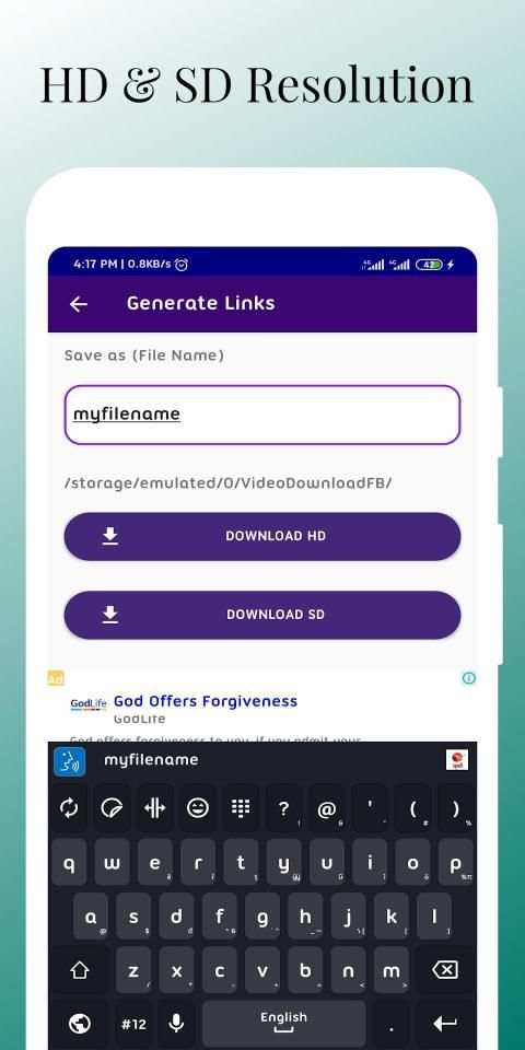 Video Downloader For Facebook (HD & SD) स्क्रीनशॉट 4