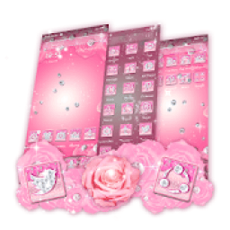 Pink Flower Diamond Launcher Theme आइकन