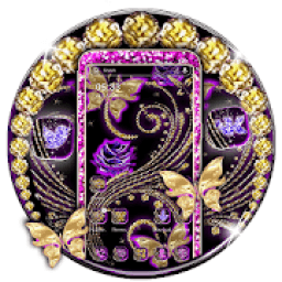 Golden Purple Butterfly Launcher Theme आइकन