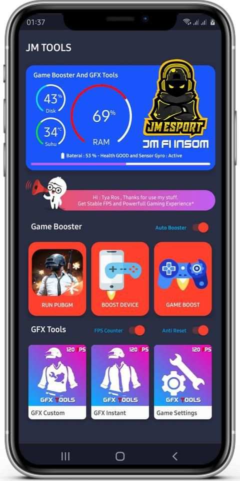 JM Tools - GFX Pro For PUBG 120FPS & Game Booster screenshot 2