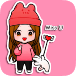 Unnie Doll Cute Stickers For Whatsapp आइकन