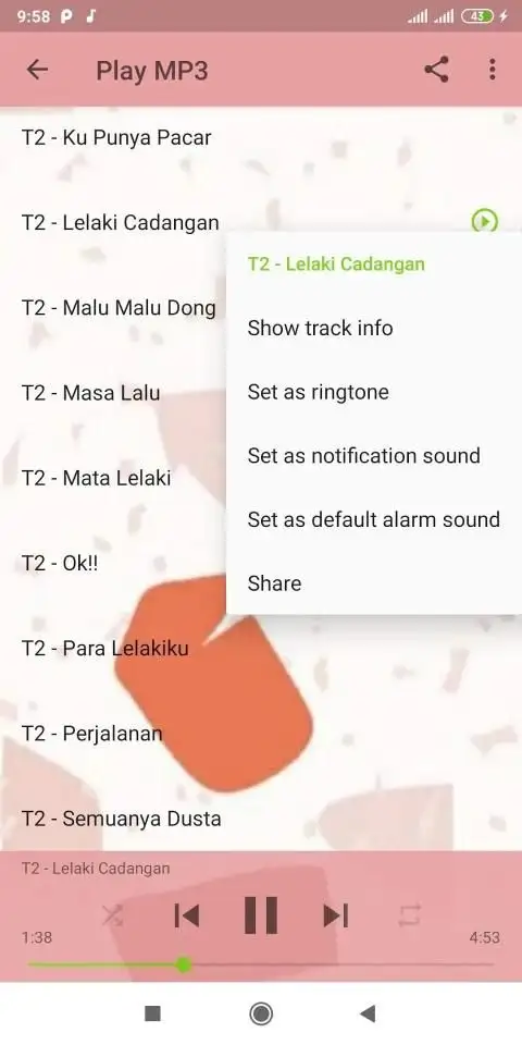Lagu T2 Lelaki Cadangan Apk Download 2021 Free 9apps