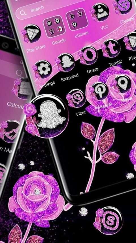Purple Rose Launcher Themes स्क्रीनशॉट 4