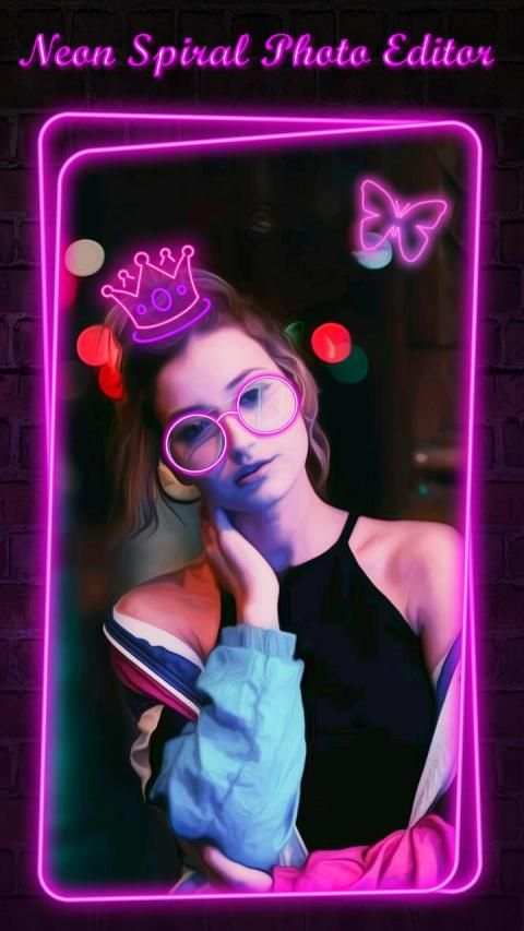 Neon Spiral Photo Editor - Light Neon Crown Camera screenshot 5