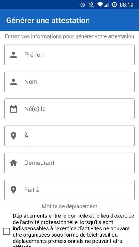 Attestation de déplacement screenshot 3