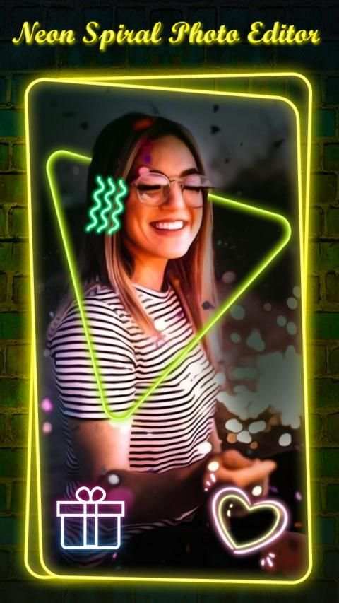Neon Spiral Photo Editor - Light Neon Crown Camera screenshot 2