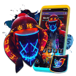 Neon Mask Man Launcher Theme आइकन