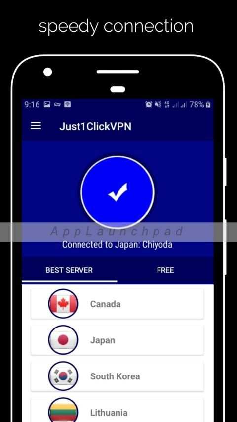 Just1ClickVPN & Free secure proxy server स्क्रीनशॉट 1