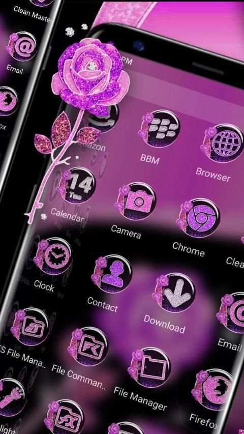 Purple Rose Launcher Themes स्क्रीनशॉट 3