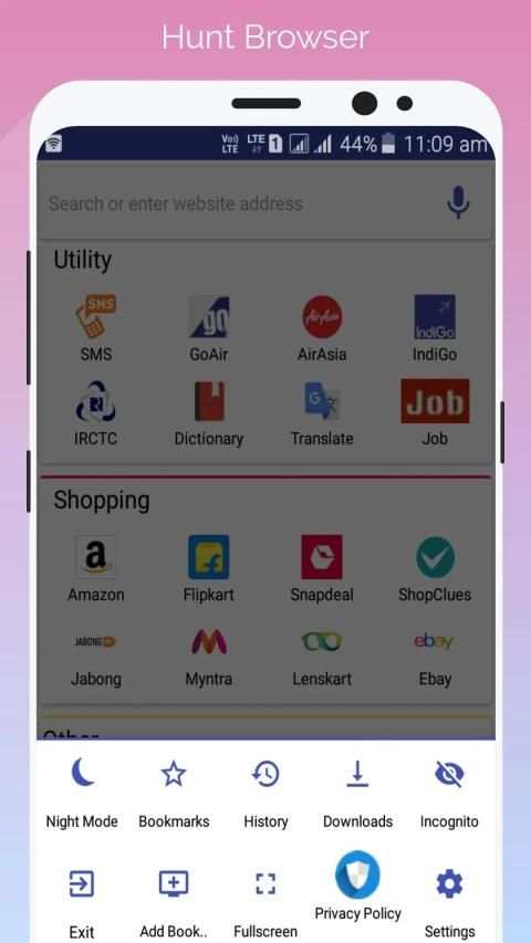 Hunt Browser - 5G Browser स्क्रीनशॉट 2