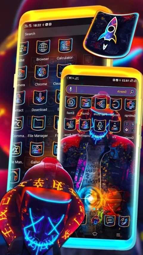 Neon Mask Man Launcher Theme screenshot 1