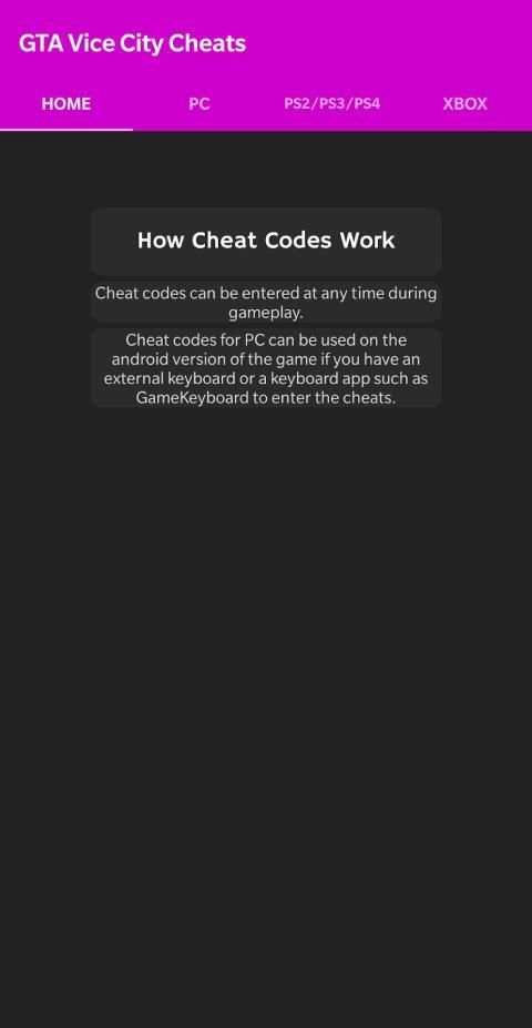 Cheat Codes for Vice City स्क्रीनशॉट 1