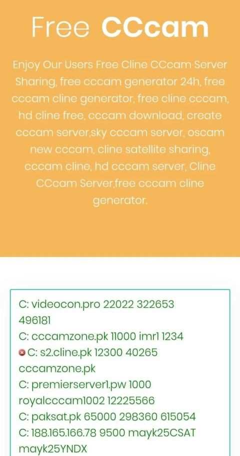 Free Cline CCcam, 5Days Free CCcam Server screenshot 1
