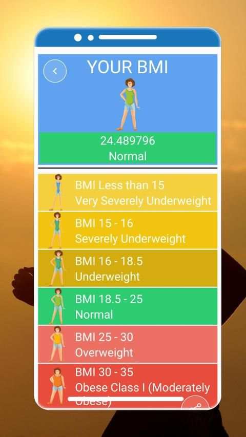 BMI Calculator स्क्रीनशॉट 2