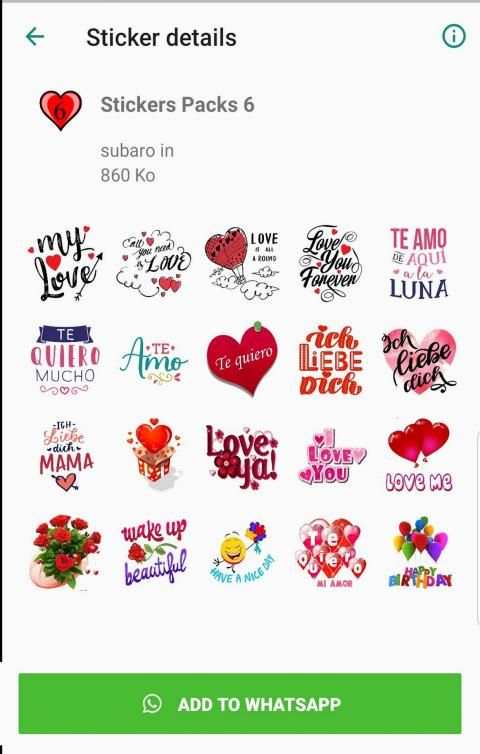 Autocollants d'amour pour WhatsApp - WAStickerApps screenshot 2