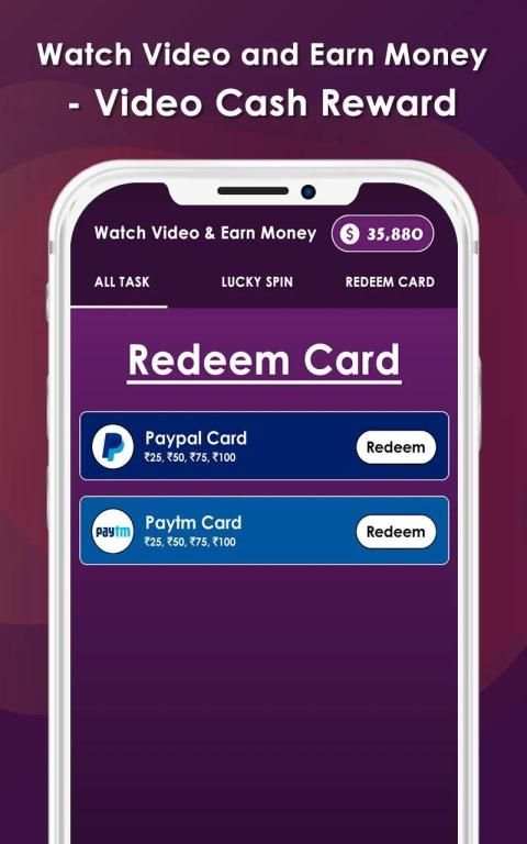 Watch Video and Earn Money - Video Cash Reward स्क्रीनशॉट 1
