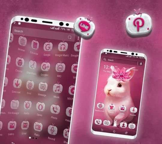 Cute Bunny Launcher Theme स्क्रीनशॉट 2