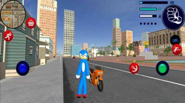 Speed Sonc Stickman Rope Hero Adventure Crime City स्क्रीनशॉट 1