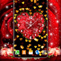 Love Hearts Clock ❤️ Red Rose 4K Live Wallpaper